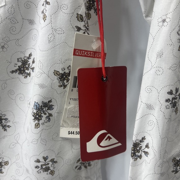 QUIKSILVER Hawaiian Men's Button-Up Long-Sleeve Shirt L White New With Tags - Picture 4 of 6